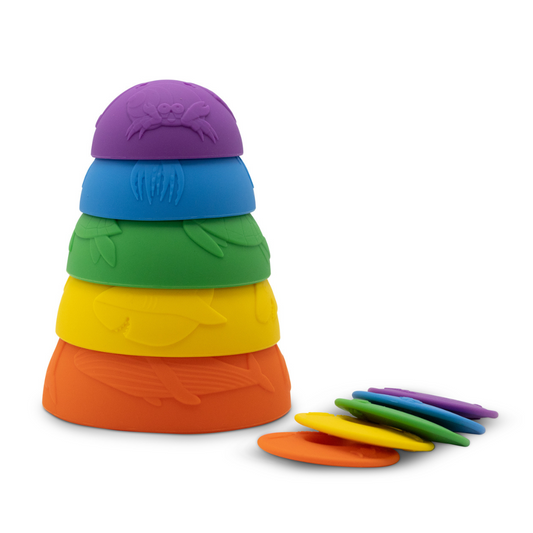Ocean Stacking Cups- Rainbow Bright - Little Explorers Toy Shop - Jellystone Designs